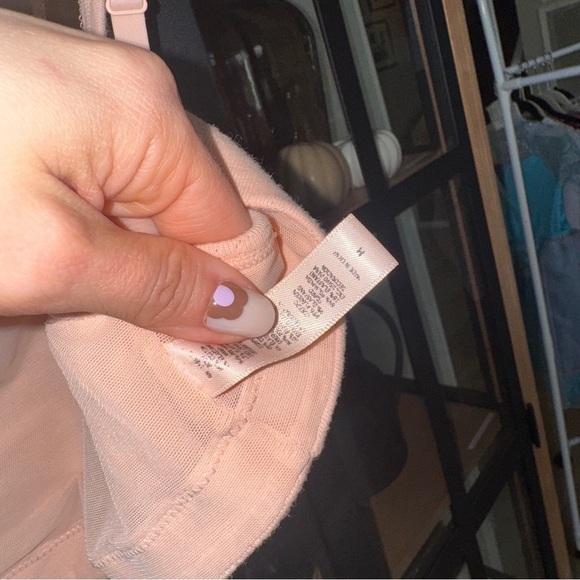 SKIMS logo pointelle bralette square neck adjustable peach knit quartz - Picture 4 of 6